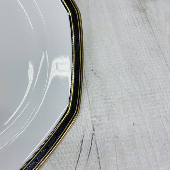 Christopher Stuart BLACK DRESS China Octagonal Gold  Salad Plate & Saucer Set 2 - Picture 9 of 11